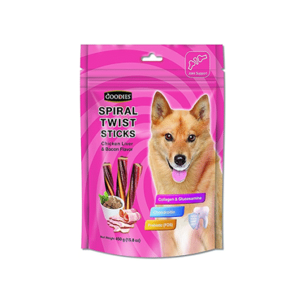 Goodies Spiral Twist Sticks Chicken Liver & Bacon 450g (Pack Of 1x450g)