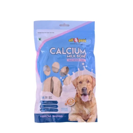 All4Pets Calcium Milk Bone-For Puppies & Old Over 4 Months (14Pcs 350gm) (Pack Of 2x14Pcs/350gm)