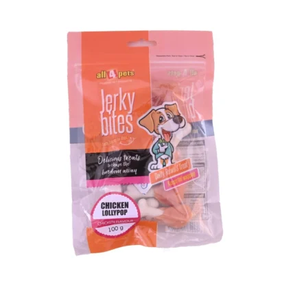 All4pets Jerky Bites Chicken Lollypop Chicken Flavour 100gm (Pack Of 3x100gm)